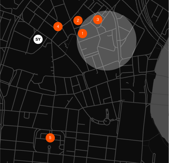 A map displaying markers of locations in Belfast mentioned in the legend opposite